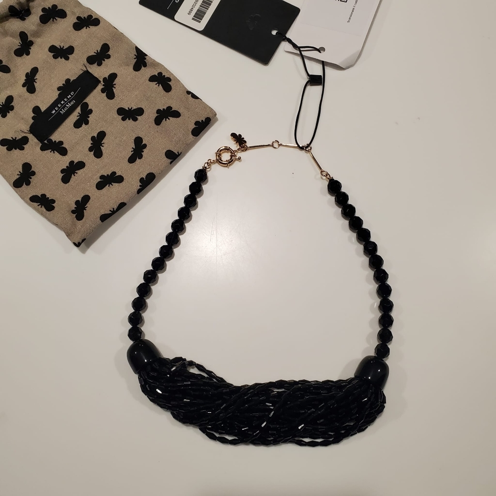nwt MaxMara Black Beaded 22.5" Necklace
